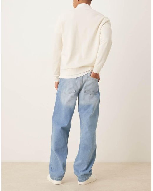 ASOS Baggy Jeans Met Middenblauwe Wassing in het Blue voor heren