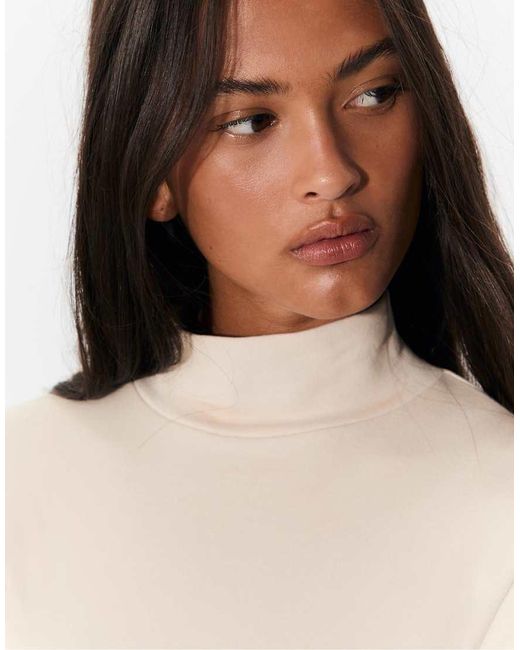 Stradivarius Blue Basic High Neck T-Shirt
