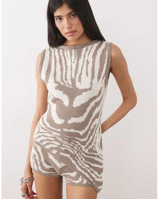 ASOS Brown Knitted Asymmetric Top