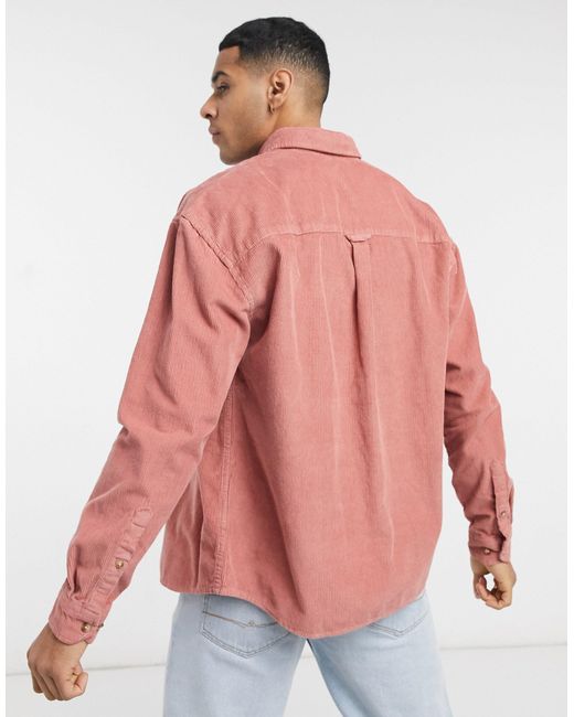 ASOS Oversized Corduroy Overhemd in het Pink voor heren