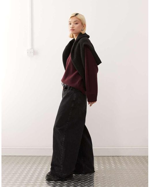 Monki Red Oversized Jumper With Drop Shoulder