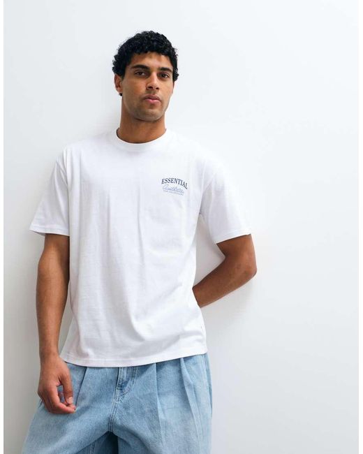 Jack & Jones Blue Essentials Backprint T-Shirt for men