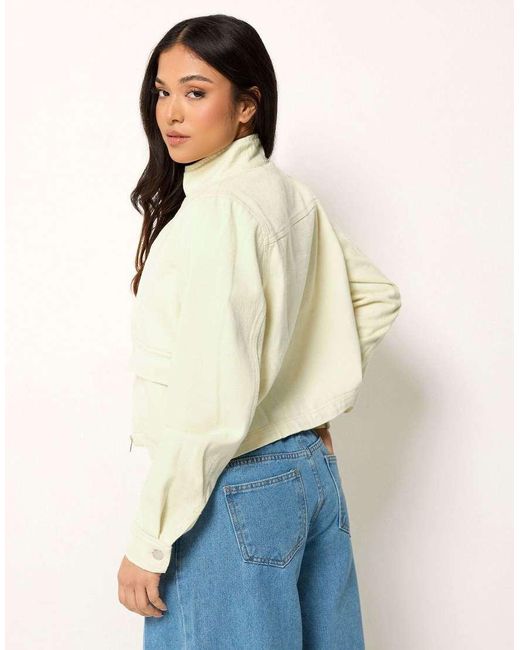 PixieGirl Blue Petite Funnel Neck Denim Jacket