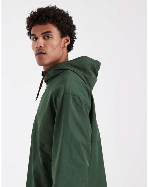 ASOS Green Stormmax Waterproof Overhead Rain Jacket for men