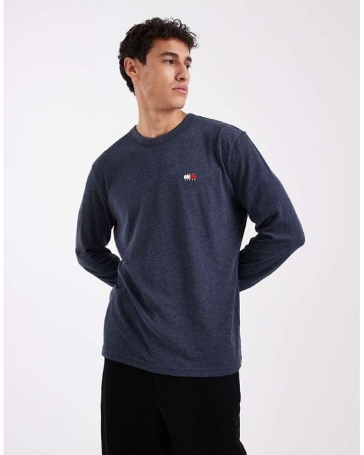 Tommy Hilfiger Blue Badge Chest Logo Long Sleeve T-shirt for men