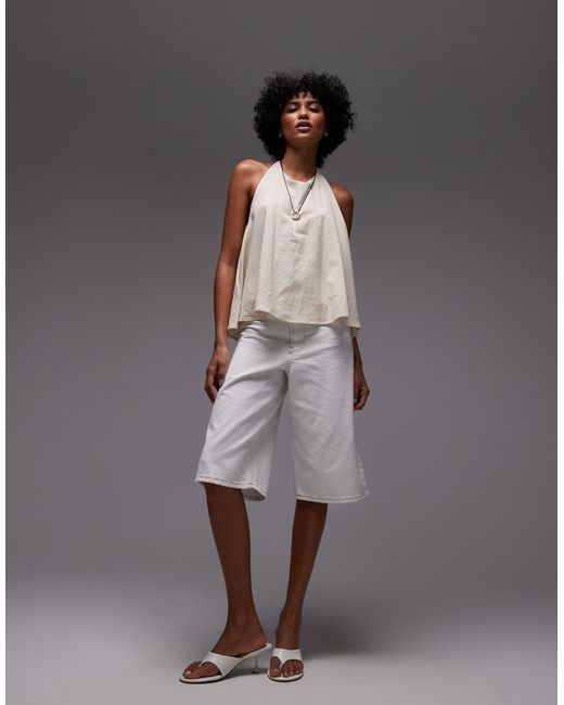 TOPSHOP Gray Denim Board Shorts