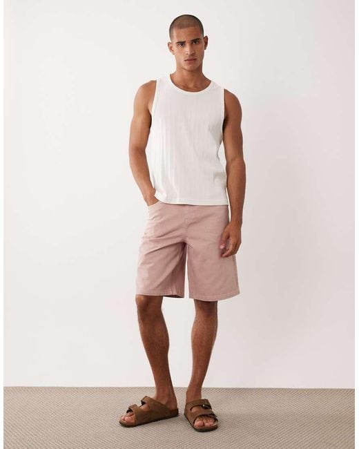 ASOS Natural Loose Denim Jorts for men