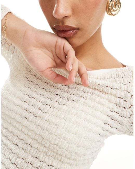 Bershka White Crochet Top Co-ord