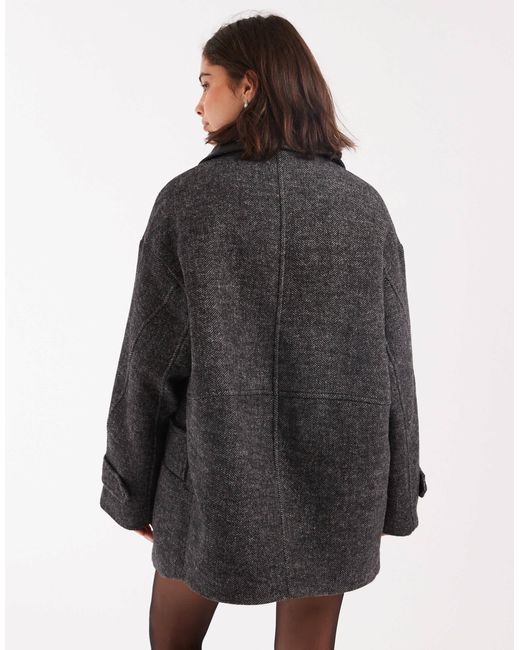ASOS Gray Wool Blend Textured Jacket With Collar