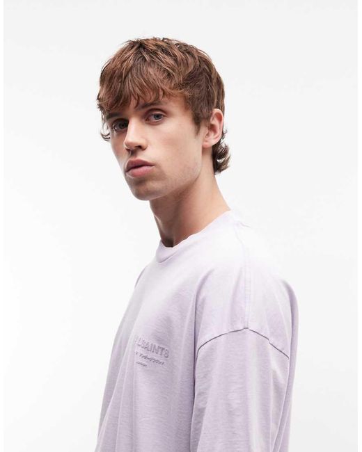 AllSaints Purple Xander Short Sleeve Logo T-shirt for men
