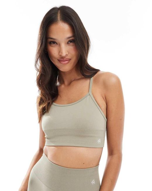 4th & Reckless White Sculpting Active Cropped Bralet Co-ord