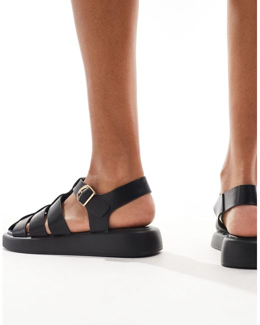Truffle Collection Black Caged Sandals