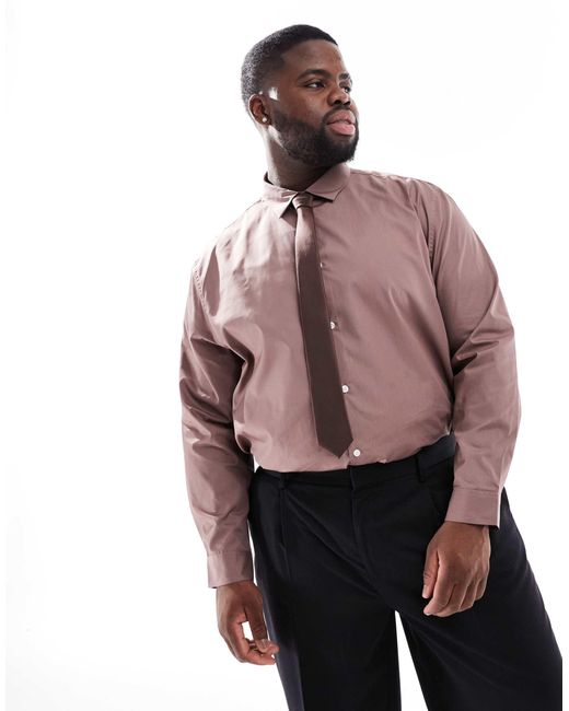 ASOS Pink Formal Easy Iron Poplin Regular Shirt for men