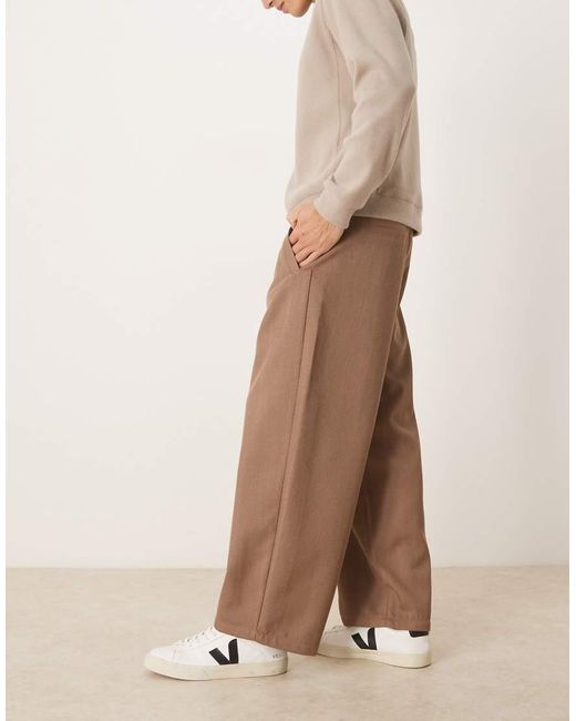 Pantalones Marrones De Pernera Barrel Con Pinzas De ASOS de hombre de color Natural