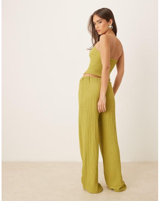 ASOS Yellow Textured Wide Leg Co-ord Trouser