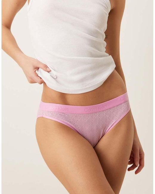 Calvin Klein Pink Microfibre Lace Bikini Briefs