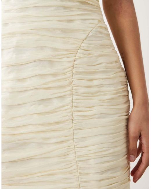 Mango Natural Ruched Strappy Mini Dress