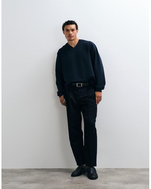 ASOS Blue Relaxed V Neck Jaquard Fabric for men