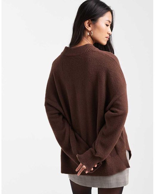 ASOS Brown Oversized Super Soft V Neck Jumper