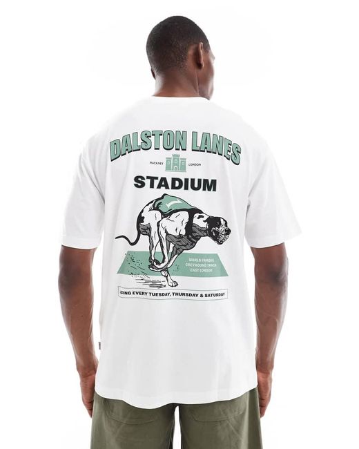 Camiseta Blanca Extragrande Con Estampado "Dalston Dogs" En La Espalda De -Blanco Only & Sons de hombre de color White