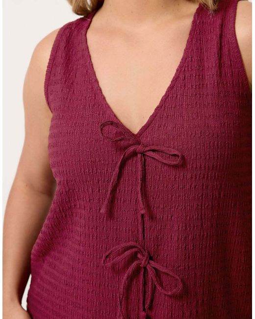 Yours Clothing Textured Bow Waistcoat