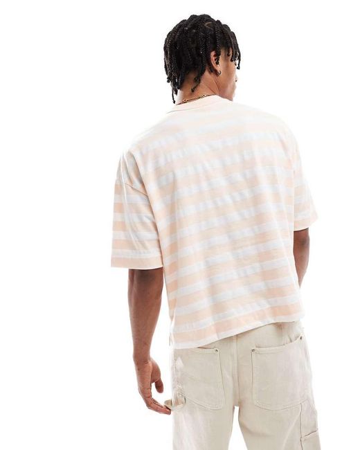 Camiseta A Rayas Rosas Y Blancas De Corte Cuadrado Extragrande De Tejido Grueso De 220 G/M² De ASOS de hombre de color Natural