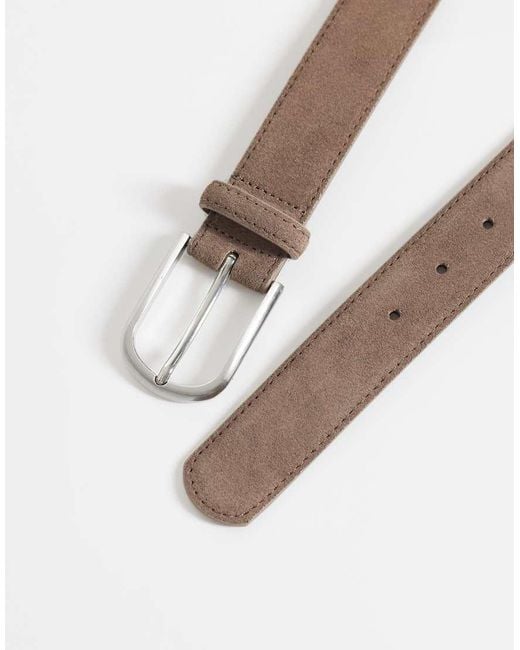 ASOS Brown Rounded Edge Buckle Real Suede Belt for men