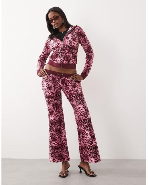 Juicy Couture Red Exclusive Velour Zip Through Hoodie Co-ord