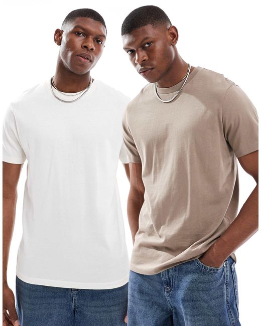 ASOS – 2er-pack basic-t-shirts in Multicolor für Herren