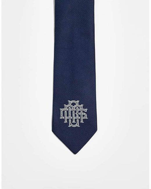 ASOS Blue Tie With Embroidery for men