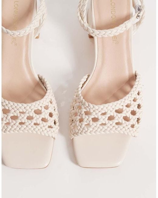 London Rebel Natural Anita Block Heeled Woven Sandal