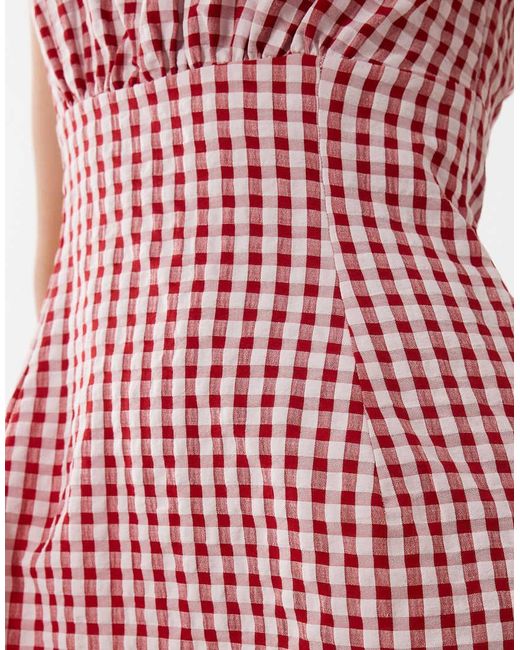 Miss Selfridge Red Gingham Fit And Flare Mini Dress