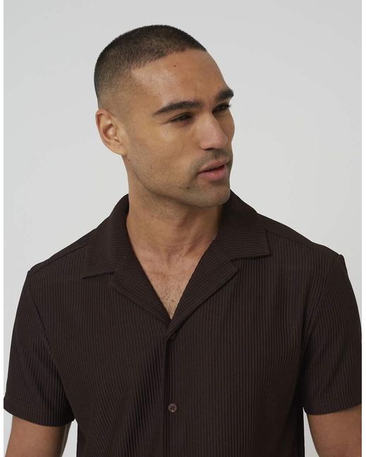 Brave Soul Brown Revere Collar Shirt for men