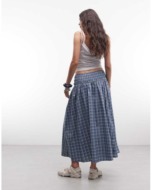 Collusion Blue Channelled Waistband Maxi Skirt