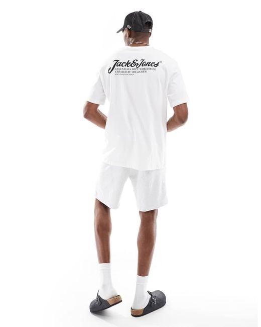 Jack & Jones White Script Logo T-shirt & Short Lounge Set for men
