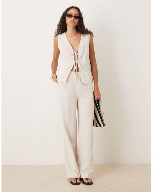 ASOS White Tie Front Waistcoat With Linen Co-ord