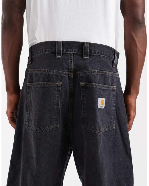 Carhartt White Brandon Loose Fit Denim Shorts for men