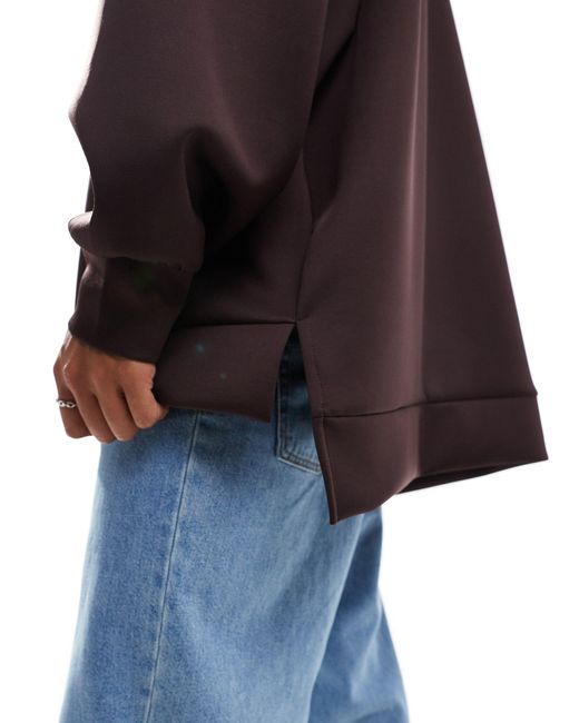 ASOS Brown Extreme Oversized Scuba Sweatshirt With Hem Detail for men
