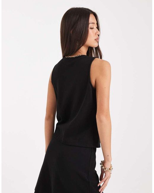 Vero Moda Black Soft Asymmetric Placket Detail Waistcoat Mix & Match Co-ord