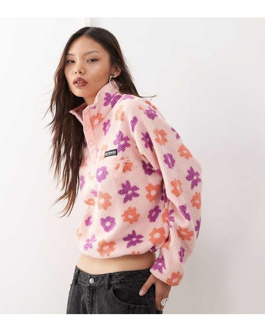 Columbia Pink Helvetia Printed Cropped Half Snap Fleece