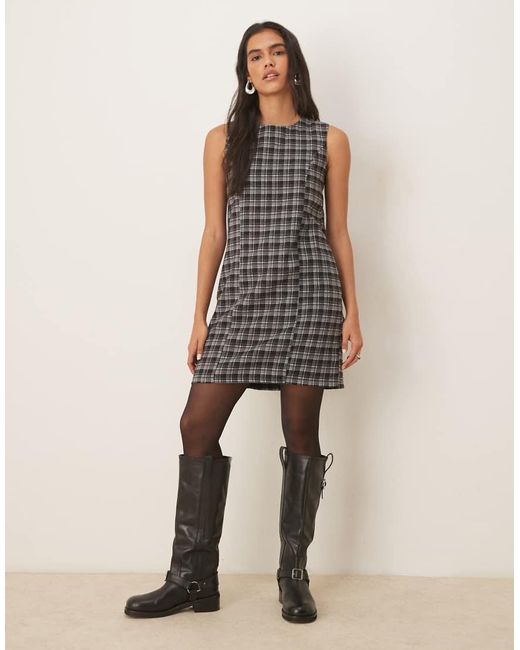 Threadbare Multicolor Sleeveless Mini Dress With Check Print
