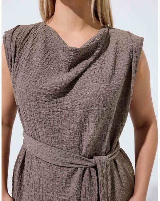 Yours Clothing Brown Textured Sleeveless Top