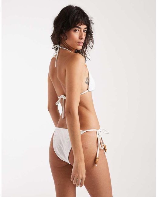 Daisy Street Brown Triangle Bikini Top And Tie Side V Bottoms