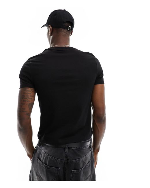 ASOS Black Muscle-fit Cropped T-shirt for men