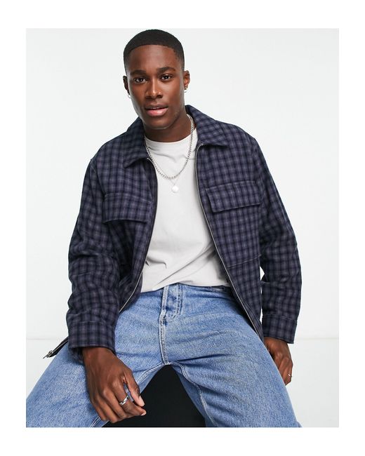 Oversized Shirt Jacket in Blue for Men 