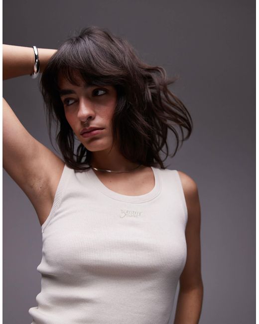 Tommy Hilfiger Gray Script Rib Tank Top