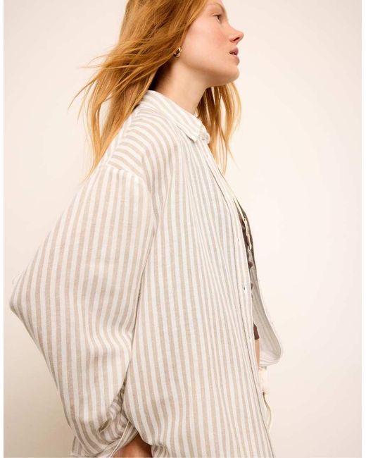 Stradivarius Natural Linen-Effect Shirt