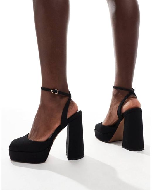 Asos Design Wide Fit Brown Pressure Platform High Heeled Shoes