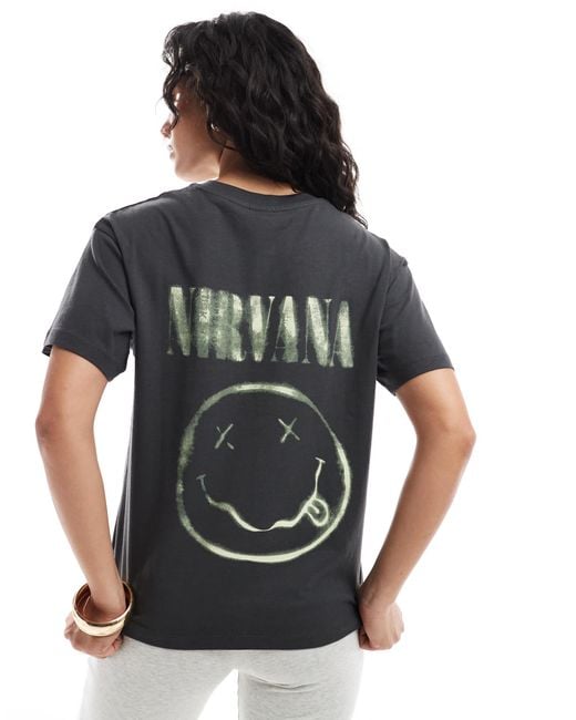 JJXX Gray Boxy T-shirt With Nirvana Print