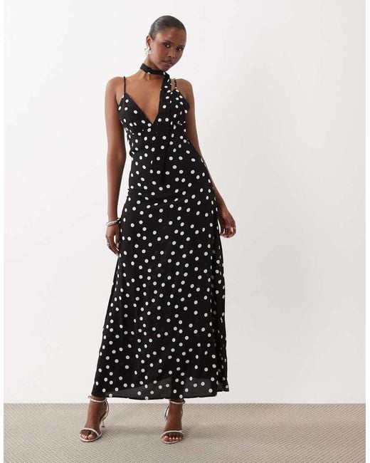 Vero Moda Black Cami Maxi Dress With Scarf Neck Detail